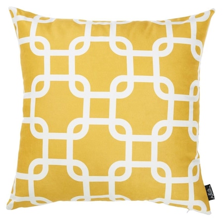Homeroots Yellow Nautica Latice Printed Decorative Throw Pillow Cover 18 x 18 in. 355328